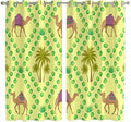 2 Panel Kitchen Cafe Curtains, Desert Sand Camels Sunlight Filtering Nature Air Through, Window Decor Tier Curtains for Living Room 104W x 84L inch Palm Trees Tropical Plants Polka Dot Yellow