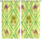 2 Panel Kitchen Cafe Curtains, Desert Sand Camels Sunlight Filtering Nature Air Through, Window Decor Tier Curtains for Living Room 80W x 63L inch Palm Trees Tropical Plants Polka Dot Yellow