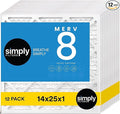 Simply 14x25x1 Air Filter, Merv 8, 12 Pack, For Home AC Furnace & HVAC (Actual Size: 13.75"x24.75"x0.75") DUST, Pet, & Allergy Control
