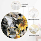 Retro Sunflowers Living Room Curtains 96 Inch Length, Window Curtains Tab Top, Farmhouse Floral Cow Butterfly Black Plaid Light Filtering Window Treatments Drapes 52"x96" 2 Panel