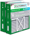 Filterbuy 16x20x5 Air Filter MERV 8 Essential Dust & Allergy Defense (2-Pack), Pleated HVAC AC Furnace Filters for Honeywell FC100A1003, Lennox X0592, and More (Actual Size: 15.75 x 19.75 x 4.38)
