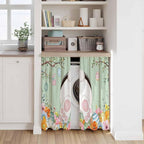 Easter Kitchen Curtains 54 Inch Long 2 Panel Set, Rod Pocket Window Curtains Panels, Spring Watercolor Bunny Eggs Wooden Grain Green Light Filtering Drapery Draperies for Bathroom Bedroom 52"W x 54"L