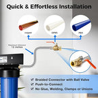 iSpring WCB32O+AHPF12MNPT12X2 Whole House Water Filter System, Reduces up to 99% Chlorine, Sediment, Taste, Odor, 3-Stage Water Filtration System w/ 3/4" Push-fit Stainless Steel Hose Connectors