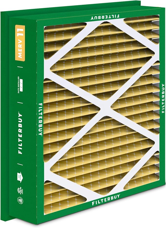 Filterbuy 20x25x5 Air Filter MERV 11 Superior Pet & Allergy Defense (3-Pack), Electrostatic Pleated HVAC AC Furnace Filters Replacement for Honeywell Return Grille (Actual Size: 18.38 x 23.38 x 3.69)