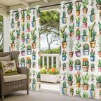 Summer Cactus Outdoor Curtains for Patio Cactus Tropical Plant Wooden Waterproof Outside Curtains with Grommet Top Weatherproof Curtain for Cabana Pergola Gazebo, 2 Pack, 54" W x 84" L