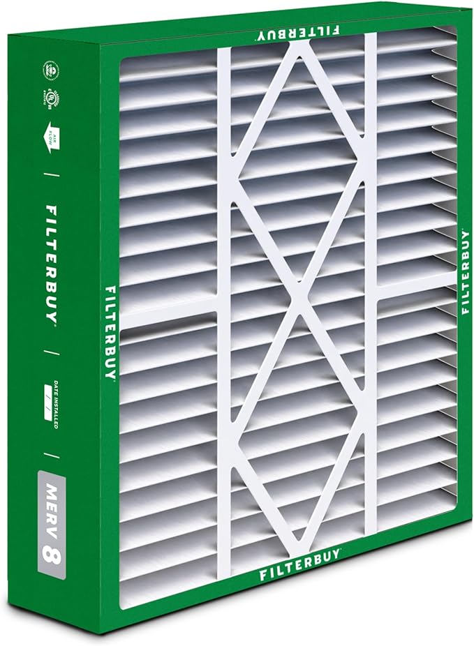 Filterbuy 19x20x5 Air Filter MERV 8 Essential Dust & Allergy Defense (4-Pack), Pleated HVAC AC Furnace Filters for Bryant, Carrier, BDP, Day & Night, and Payne (Actual Size: 19.06 x 19.81 x 4.25)