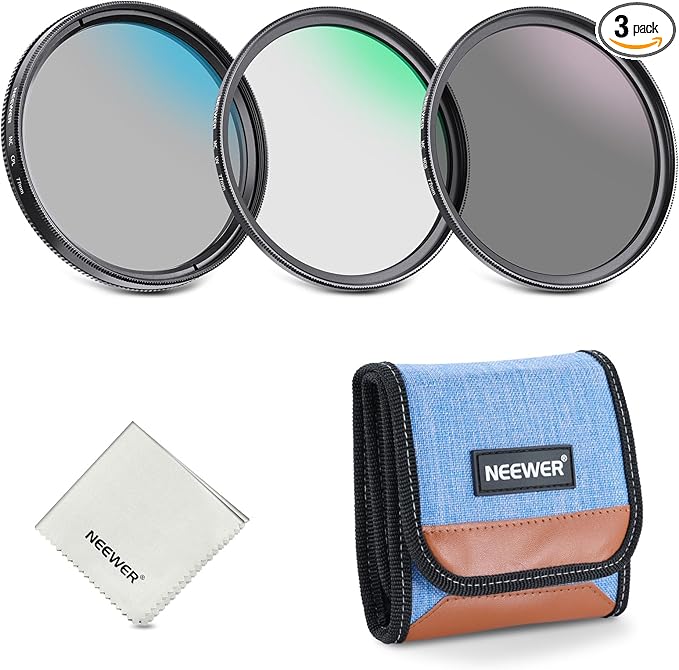 NEEWER 77mm UV/CPL/ND Lens Filter Kit, UV Protection + Circular Polarizing + Neutral Density (ND8) Camera Lens Filter Set with Multicoated Optical Glass, Slim Frame & Upgraded Foldable Storage Case