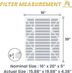 MervKing 16x20x5 Air Filter Actual Size: 15.88" x 19.88" x 4.38" MERV 8 MPR 600-700 | MADE IN USA | 4-Pack | Pleated HVAC AC Furnace Replacement