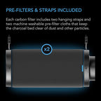 AC Infinity Air Carbon Filter XL 8", with Premium Australian Virgin Charcoal, Pre-Filter and Rope Hangers, Odor Scrubber fit for Inline Duct Fan, Odor Control, Hydroponics