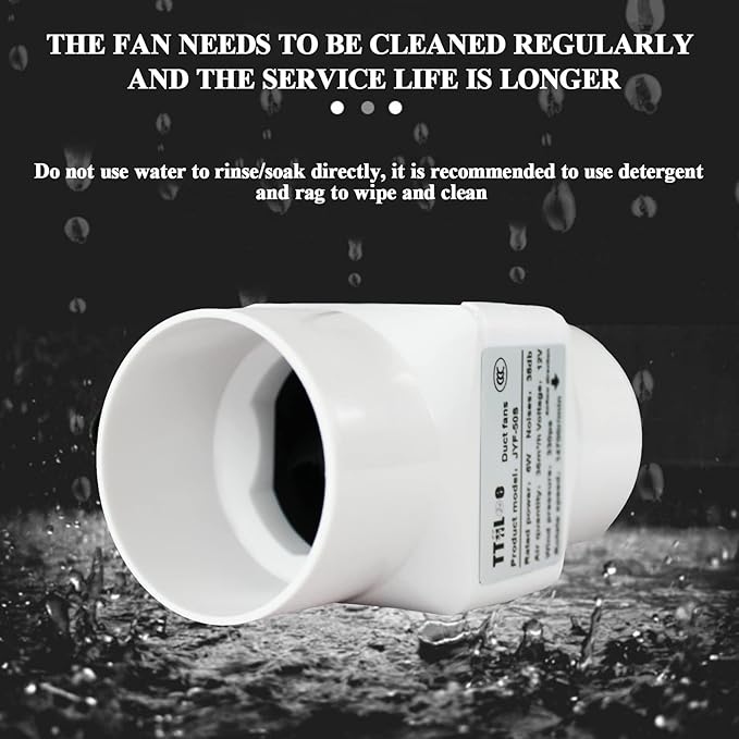 18W 12V Duct Extractor Fan 2” 50mm with 20mm PVC Pipe Interface 32 CFM Air Circulation Vent Blower for Heating Cooling Greenhouse (Color : Adjustable Speed, Size : 50mm/20mm)