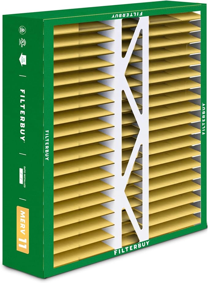Filterbuy 16x22x5 Air Filter MERV 11 Superior Pet & Allergy Defense (3-Pack), Pleated HVAC AC Furnace Filters for Amana, Coleman, Goodman, York, and More (Actual Size: 15.38 x 21.88 x 5.25)