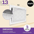 Simply 10x20x1 Air Filter, Merv 13, 6 Pack, For Home AC Furnace & HVAC (Actual Size: 9.75"x19.75"x0.75") DUST, Pet, & Allergy Control