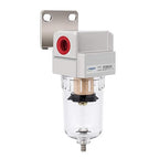 NANPU 1/4" NPT Compressed Air Line Filter, 5 Micron Brass Element, Bracket, Poly Bowl, 145 psi