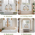 Easter Bunny Kitchen Curtains 54 Inch Long 2 Panel Set,Rod Pocket Window Curtains Panels,3D Optical Illusion Farmhouse Flower Wood Grain Light Filtering Privacy Draperies for Bedroom 42"W x 54"L