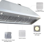 CT Copper Tailor Sloped Copper Vent Hood Wall Mount,60'' W,48''H,1260 CFM Exhaust Fan,Stainless Steel Vent,LED Light,Dishwasher-Safe Baffle Filters,VH8TR1