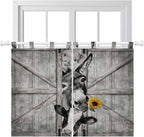 Funny Farm Animals Bedroom Curtains 63 Inch Length, Window Curtains Tab Top, Vintage Barn Grey Sunflowers Light Filtering Window Treatments Drapes 42"x63" 2 Panel