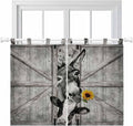 Funny Farm Animals Kitchen Curtains 45 Inch Length, Short Cafe Window Curtains Tab Top, Vintage Barn Grey Sunflowers Light Filtering Window Treatments Tier Drapes 27.5"x45" 2 Panel