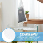 3 Pack 180 μm Filter Bag, Aquarium Media Bag with Drawstring Reusable Extra Fine Mesh Bags Nylon Aquarium Net Media Bags for Activated Carbon Resins(7.8x3.6in)