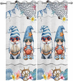 Ocean Gnome Outdoor Curtains for Patio Summer Marine Plumeria Shell Wooden Waterproof Outside Curtains with Grommet Top Weatherproof Curtain for Cabana Pergola Gazebo, 2 Pack, 54" W x 95" L