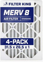 Filter King 31.5x26.5x1 Air Filter | 4-PACK | MERV 8 HVAC Pleated A/C Furnace Filters | MADE IN USA | Actual Size: 31.5 x 26.5 x .75"