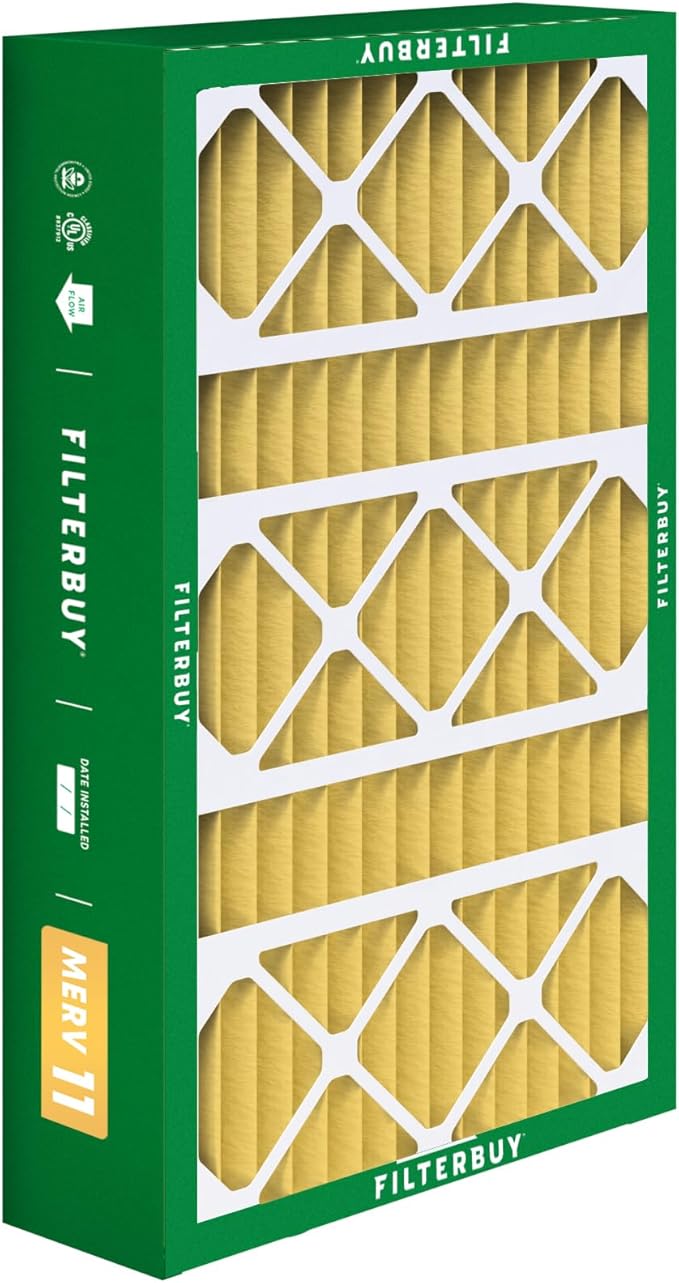 Filterbuy 15.75x27.63x3.50 Air Filter MERV 11 Superior Pet & Allergy Defense (3-Pack), Pleated HVAC AC Furnace Filters for AprilAire Space-Gard 104 & 2140 (Actual Size: 15.69 x 27.56 x 3.50)