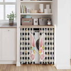 Easter Kitchen Tier Curtains 45 Inch Long 2 Panel Set,Rod Pocket Short Window Treatment,Spring Rabbits Ears Feet Wildflowers Black Plaid Light Filtering Curtains & Drapes for Bathroom 27.5"W x 45"L