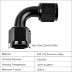 EVIL ENERGY 8AN Female to 8AN Female 90 Degree Swivel Coupler Union Fitting Adapter Aluminum Black 2PCS