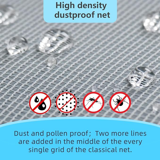 High Density Screen Pollen Proof Net Dust and Pollen Proof Screen Mesh Replacement Door and Window Mesh(61"x99")