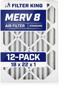 Filter King 18x22x1 Air Filter | 12-PACK | MERV 8 HVAC Pleated A/C Furnace Filters | MADE IN USA | Actual Size: 17.5 x 21.5 x .75"