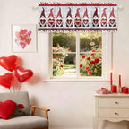 I Love U Valance Curtains for Kitchen, Valentine's Day Dwarf Romantic Wood Grain Privacy Rod Pocket Valance Curtain, Light-Filtering Window Treatment for Bedroom Bathroom, 60"x14"