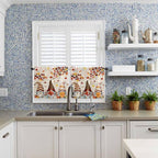 Fall Gnomes Kitchen Curtain Set, Thanksgiving Maple Leaf Rustic Pumpkin Window Valance and Tiers 36" Length, Light Filtering Short Curtains Valance for Cafe Bathroom Bedroom 54"x18"