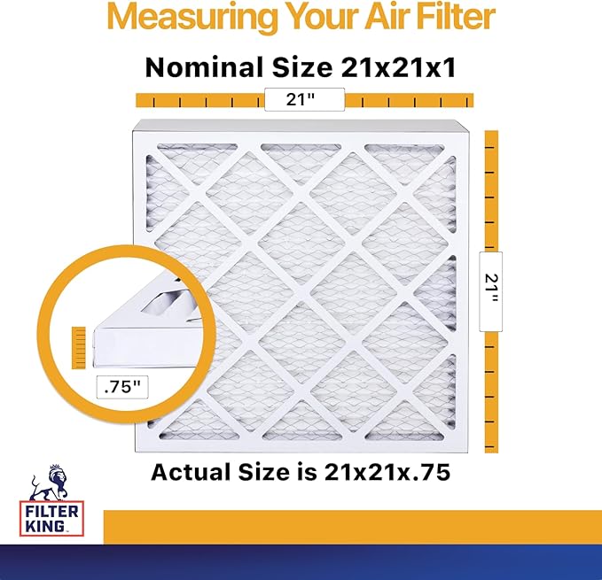 Filter King 21x21x1 Air Filter | 4-PACK | MERV 13 HVAC Pleated A/C Furnace Filters | MADE IN USA | Actual Size: 21 x 21 x .75"