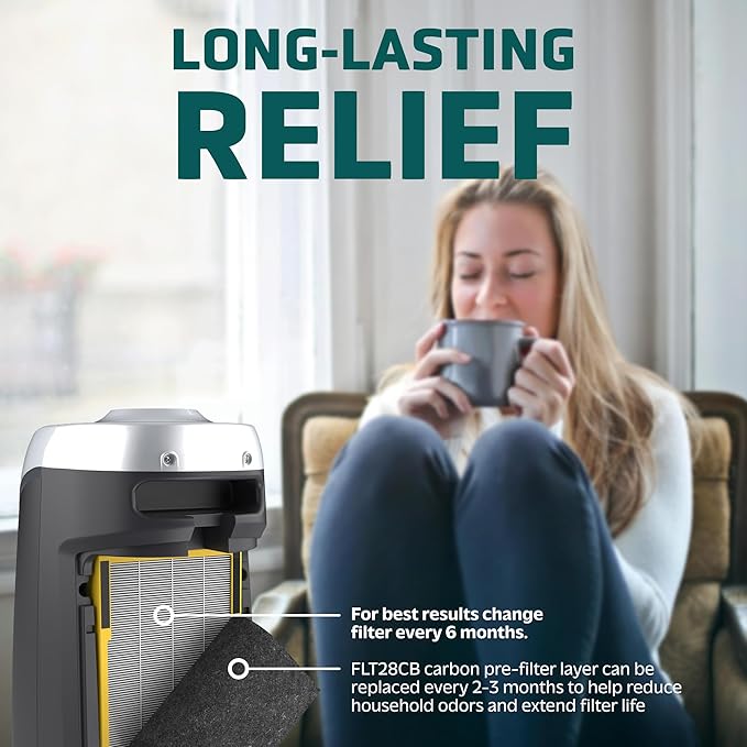 GermGuardian Filter C HEPA Pure Genuine Air Purifier Filter, Removes 99.97% of Pollutants, Wildfire Smoke, Odors, for AC5250PT, AC5000, AC5300, AC5350, AP2800, 4-Pack, Black/Yellow, FLT50004PK