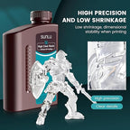 SUNLU High Clear 3D Printer Resin, High Transparency 3D Printing Resin, Resist Yellowing Clear Resin, 405nm UV Curing 3D Printing Photopolymer Resin, Suitable for LCD/DLP/SLA 3D Resin Printer, 2000g