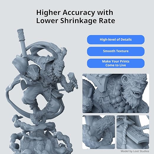 ANYCUBIC ABS-Like Resin 3.0, 3D Printer Resin with Enhanced Strength and Toughness, High Precision and Minimal Shrinkage, Wide Compatibility for All LCD Resin 3D Printers (Grey+Grey, 2kg)
