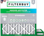 Filterbuy 12x12x2 Air Filter MERV 8 Essential Dust & Allergy Defense (2-Pack), Electrostatic Pleated HVAC AC Furnace Filters Replacement, Made in USA (Actual Size: 11.50 x 11.50 x 1.75)