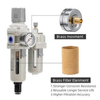 Air Pressure Regulator with Pressure Gauge(0-150PSI),Water Separator for Air Compressor Auto Drain 1/2 NPT Threaded Interface