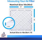 Filter King 18x36x2 Air Filter | 4-PACK | MERV 8 HVAC Pleated A/C Furnace Filters | MADE IN USA | Actual Size: 18 x 36 x 1.75"