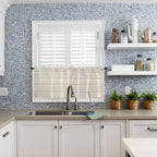 Vintage Country Wooden Board Window Valance Curtains, Gradient Wood Grain Line Light Filtering Kitchen Valance with 3-inch Rod Pocket for Living Room Bathroom Bedroom,2 Panel,27.5x36In