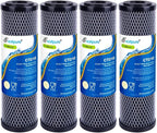 EXCELPURE 1 Micron 10" x 2.5" Whole House CTO Carbon Water Filter Cartridge Replacement for Home Countertop System, Dupont WFPFC8002, WFPFC9001, FXWTC, SCWH-5, WHEF-WHWC, WHCF-WHWC, CTO10, T01, 4PACK