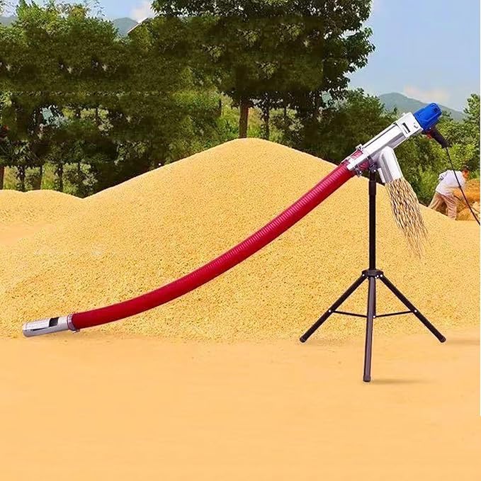 Red Portable Grain Suction Pump - Low Noise Auger Conveyor for Cement, Fertilizer, Gravel & Small Particles - 6m Length, Efficient & Versatile for Agricultural & Construction Use