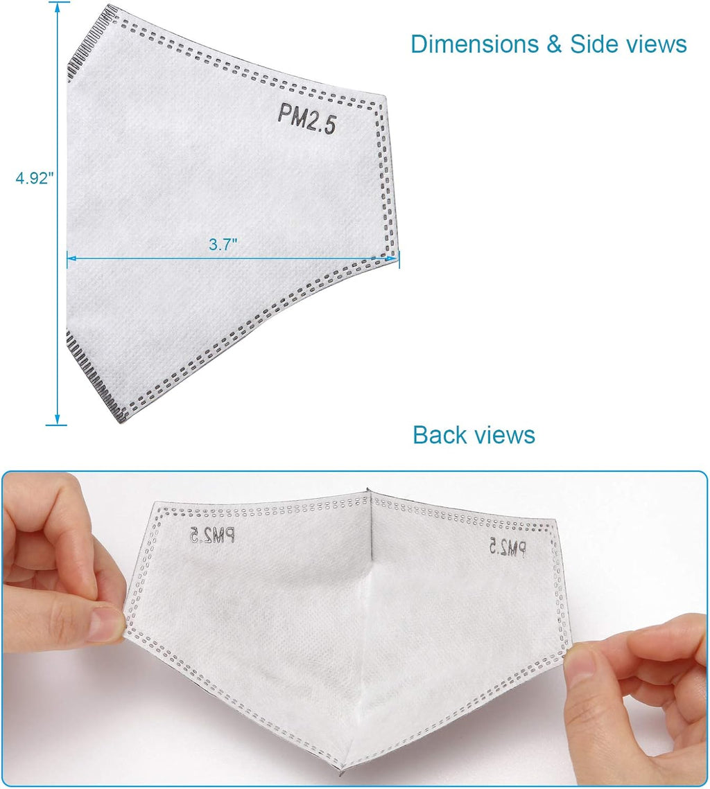 100 PCS New 3D Cutting PM 2.5 Activated Carbon Filter, 5 Layers 3D Pm2.5 Filter Insert Dustproof Air Pollution Replaceable Protective Filter Large Size
