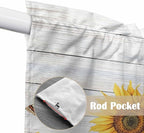 Yellow Sunflowers Swag Valances for Windows, Vintage Country Flowers Butterfly Wood Board Rod Pocket Kitchen Curtains Valance, Kitchen Window Curtains Swag for Cafe Living Room, 2 Panels, 36x63 inch
