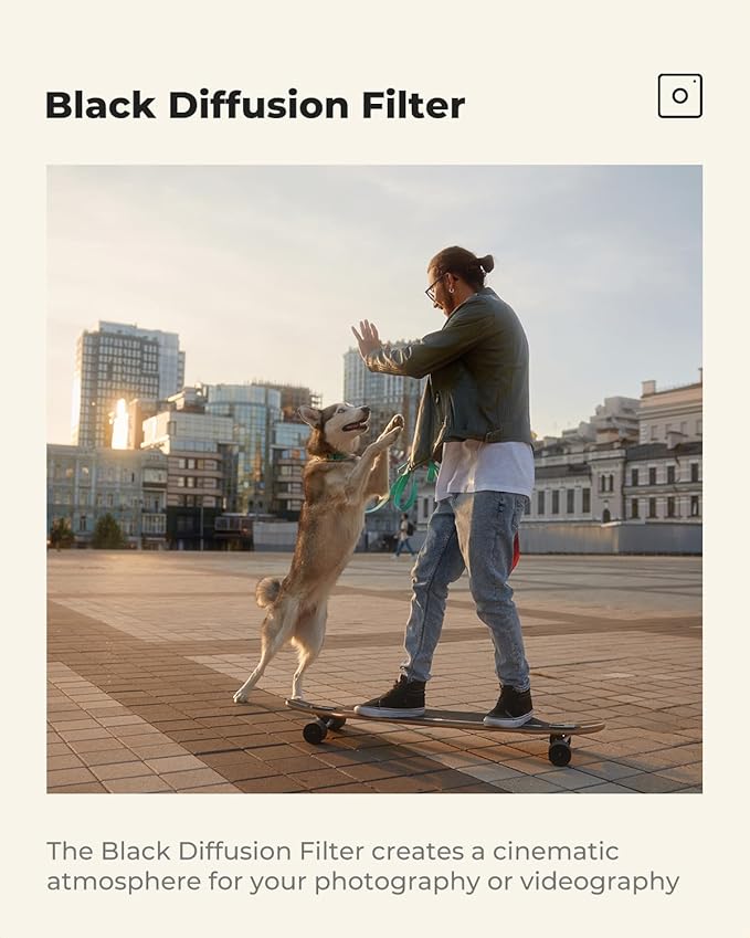K&F CONCEPT 43mm Black Diffusion 1/8 Filter, Mist Dreamy Cinematic Effect Filter for Video/Vlog/Portrait Photography K-Series