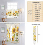 Farm Sunflowers Living Room Curtains 84 Inch Length, Window Curtains Tab Top, Retro Flowers Butterfly Botanical Beige Light Filtering Window Treatments Drapes 52"x84" 2 Panel