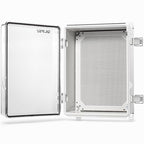 QILIPSU Waterproof Junction Box IP67 Outdoor Plastic Electrical Project Enclosure Weatherproof with Mounting Plate, Wall Brackets, Hinged Clear Cover 16.1"x12.2"x7.1" CC