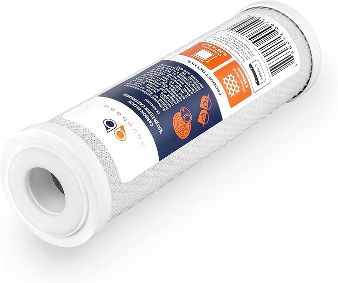Aquaboon 5 Micron 10 x 2.5 Carbon Block Water Filter Cartridge CTO Whole House Water Filter Replacement Compatible with WHKF-WHWC, FXWTC, 12-PACK
