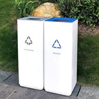 GLigeT Outdoor Trash can White Combined Trash Can Large-Capacity Square Sorting Trash Can Outdoor Direct Throw Trash Can Without Cover, Anti-Fingerprint Technology 48L Trash Can (Size : A)