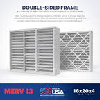 BNX TruFilter 16x20x4 (15.5’’ x 19.5’’ x 3.63‘’ Slim Fit) MERV 13 Air Filter (2-Pack) - MADE IN USA - Air Conditioner HVAC AC Furnace Filters Health, Allergies, Mold, Bacteria, Smoke, MPR 1900 FPR 10
