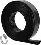 2" x 25 FT Pool Backwash Hose, Black Heavy Duty Reinforced PVC Lay Flat Water Discharge Hose for Swimming Pool Filter Pump,with 2 Clamp
